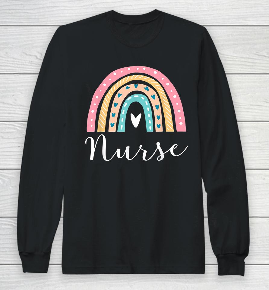 Funny Nurse Rainbow Gifts Nursing Long Sleeve T-Shirt