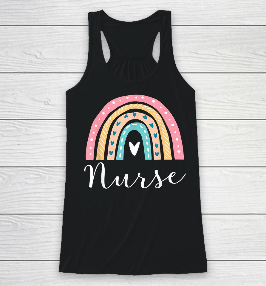 Funny Nurse Rainbow Gifts Nursing Racerback Tank