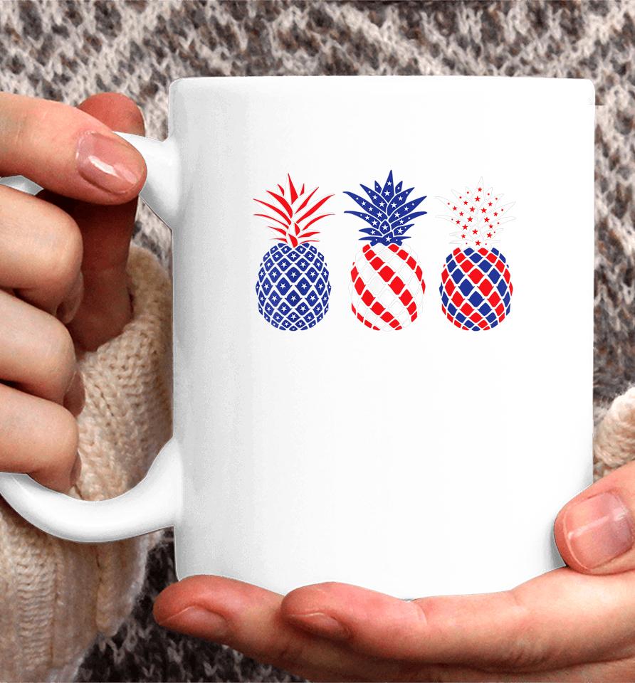 Funny Patriotic Red White &Amp; Blue Pineapple Hawaii July 4 Coffee Mug