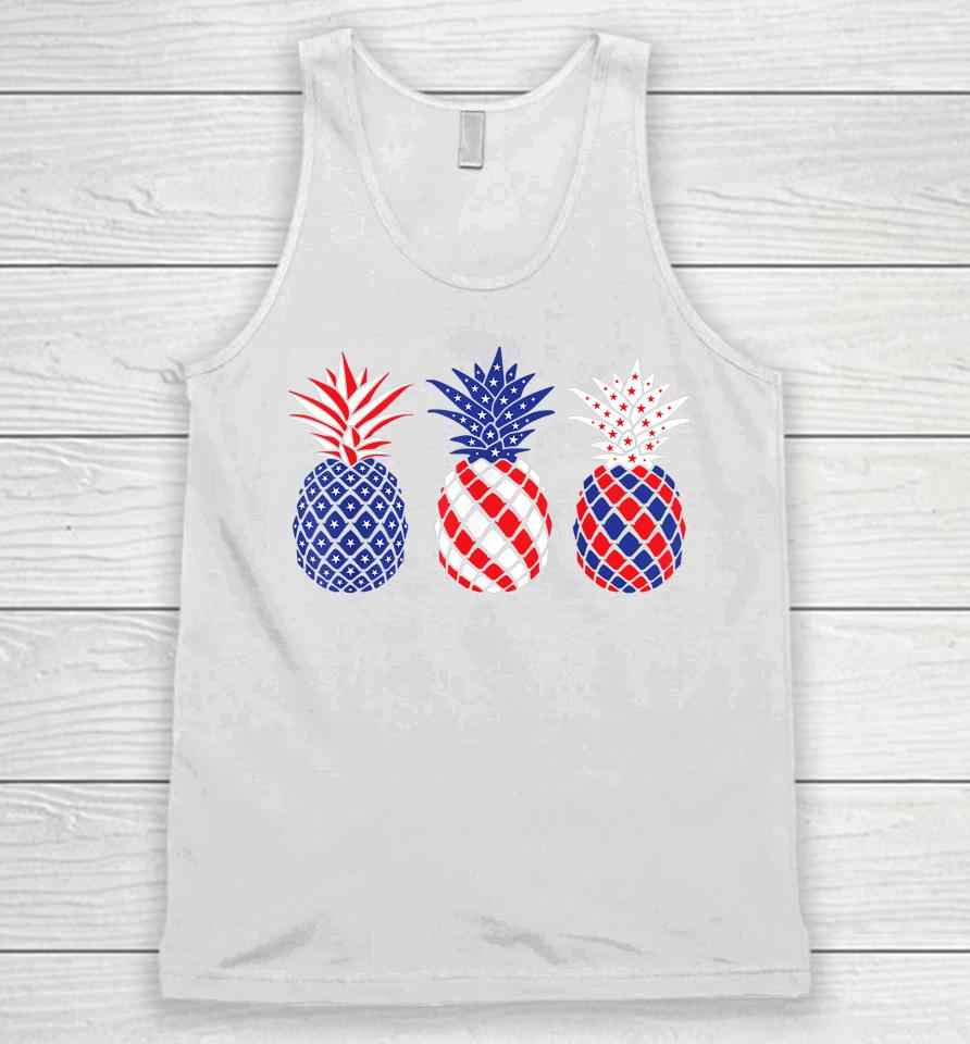 Funny Patriotic Red White &Amp; Blue Pineapple Hawaii July 4 Unisex Tank Top
