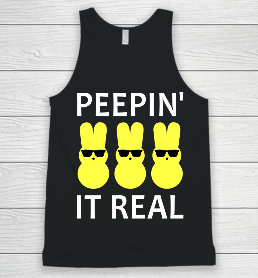 Funny Peepin It Real Happy Easter Bunny Unisex Tank Top