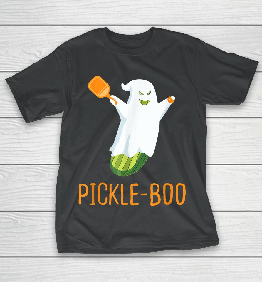 Funny Pickle Ghost Loves To Play Pickleball At Halloween T-Shirt