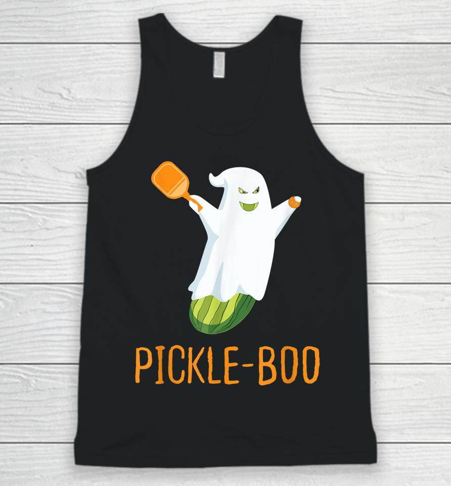 Funny Pickle Ghost Loves To Play Pickleball At Halloween Unisex Tank Top