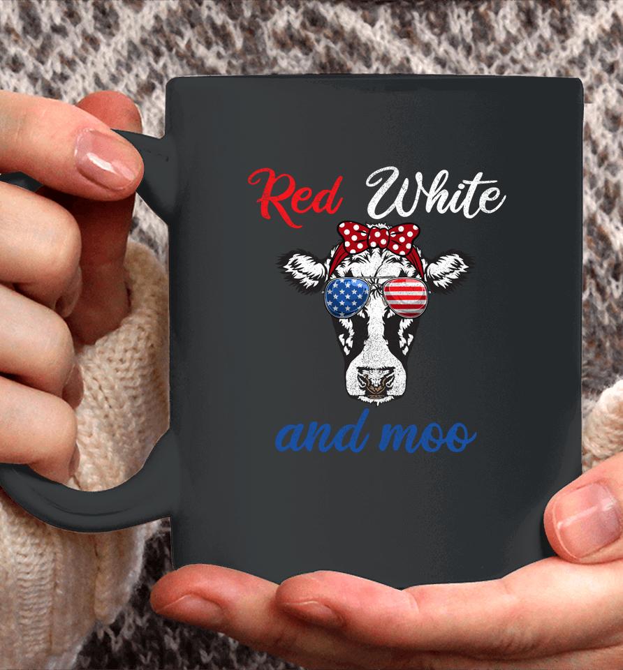 Funny Red White &Amp; Moo 4Th Of July Apparel Usa Patriotic Cow Coffee Mug