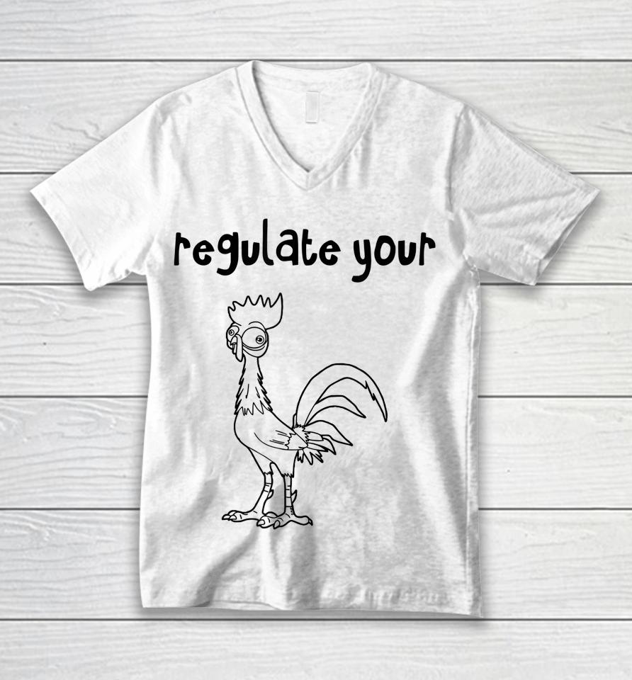 Funny Regulate Your Cck Regulate Your Cock Hei Rooster Unisex V-Neck T-Shirt