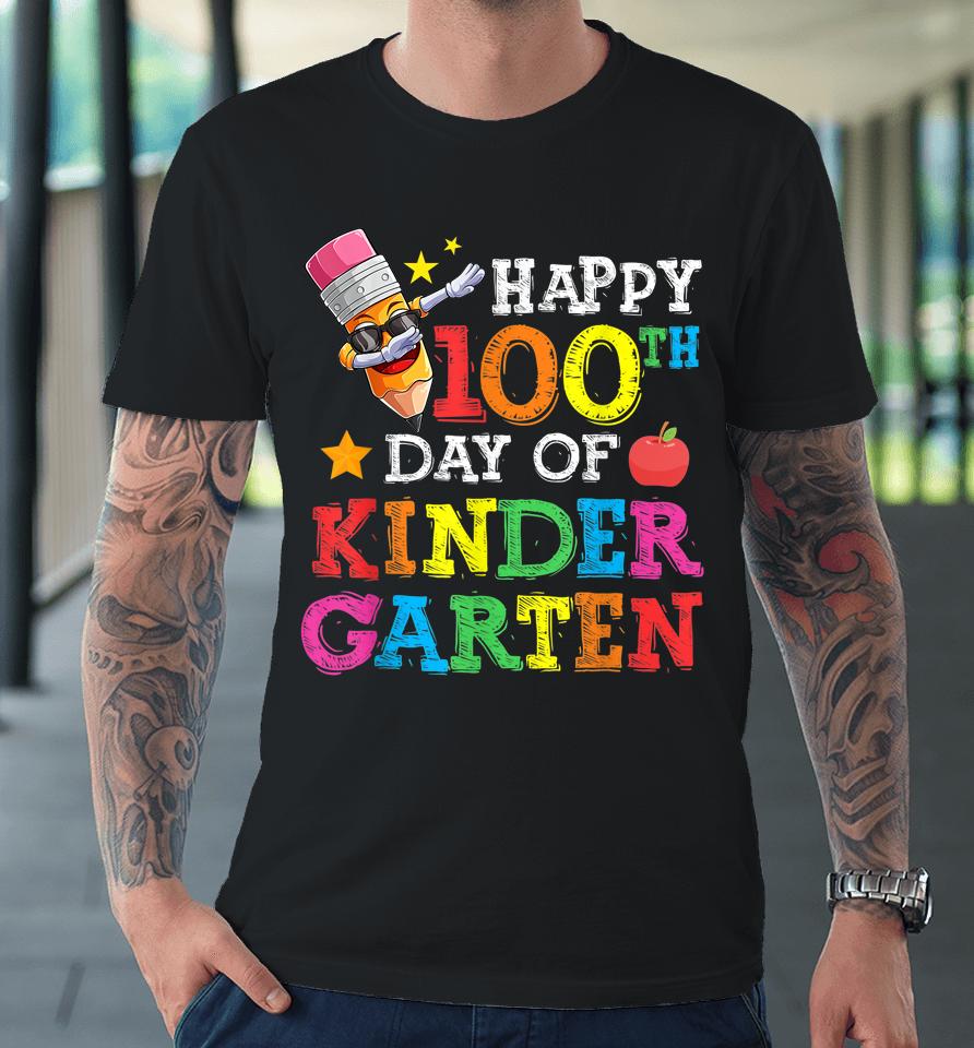 Funny School Kids Dab Crayon Happy 100Th Day Of Kindergarten Premium T-Shirt