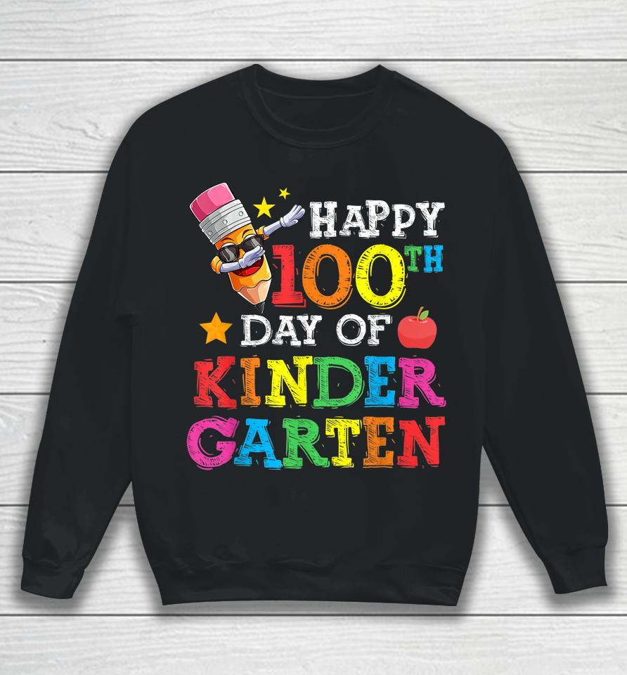 Funny School Kids Dab Crayon Happy 100Th Day Of Kindergarten Sweatshirt