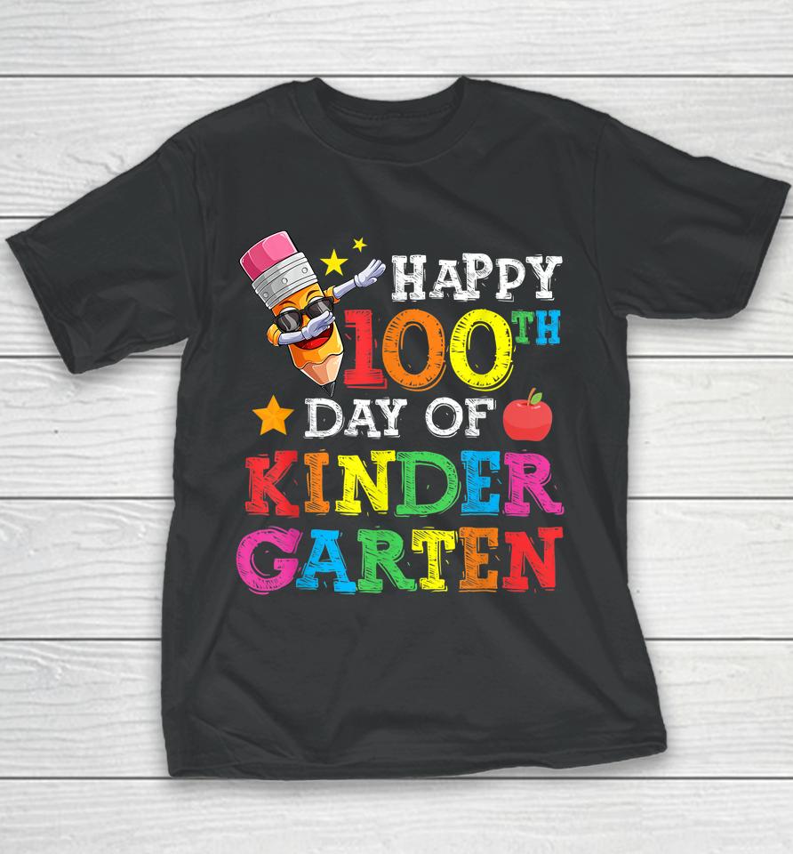 Funny School Kids Dab Crayon Happy 100Th Day Of Kindergarten Youth T-Shirt