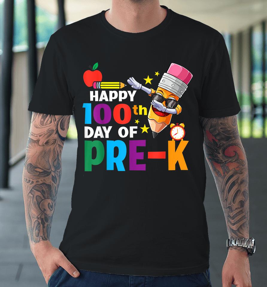 Funny School Kids Dab Crayon Happy 100Th Day Of Pre-K Premium T-Shirt