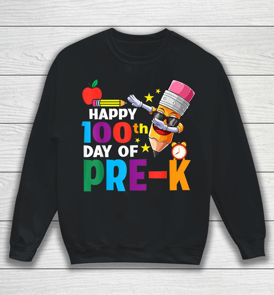 Funny School Kids Dab Crayon Happy 100Th Day Of Pre-K Sweatshirt