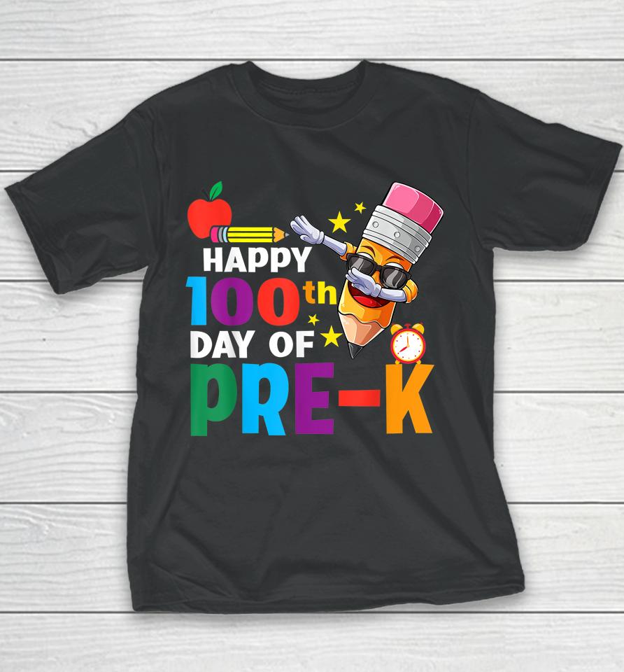 Funny School Kids Dab Crayon Happy 100Th Day Of Pre-K Youth T-Shirt