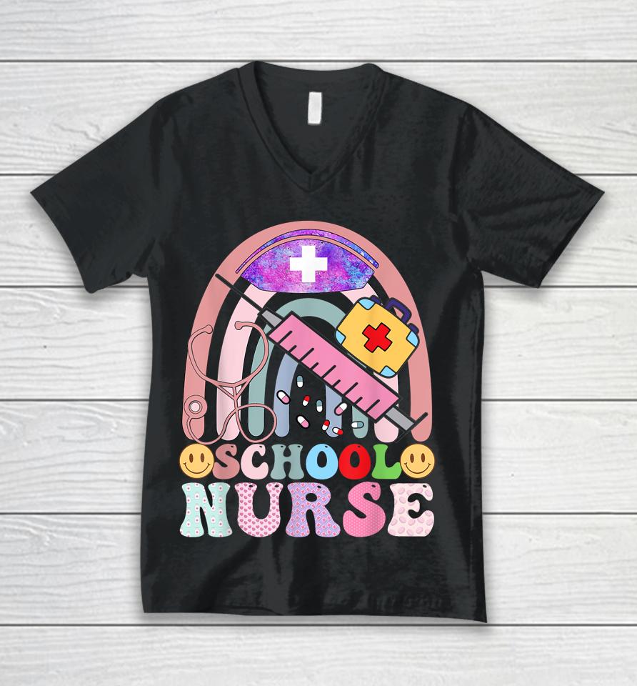 Funny School Nurse Graphic Tees Tops Back To School Unisex V-Neck T-Shirt