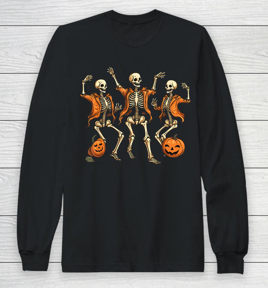 Funny Skeletons Dance Funny Halloween Long Sleeve T-Shirt