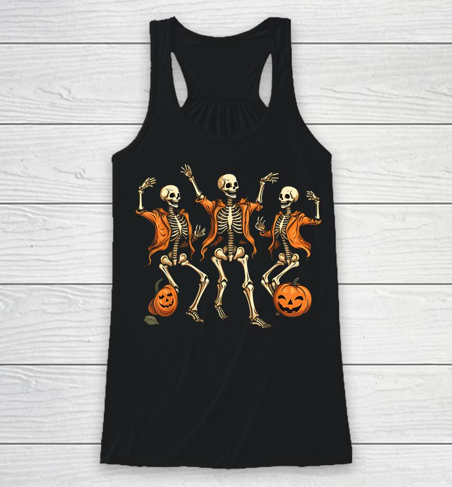 Funny Skeletons Dance Funny Halloween Racerback Tank