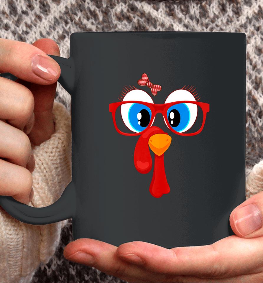 Funny Thanksgiving Turkey Girl Face Sunglasses Blue Eyes Coffee Mug