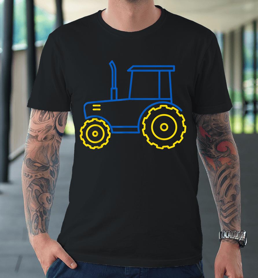 Funny Ukraine Tractor Ukrainian Flag Cool Ukraine Tractor Premium T-Shirt