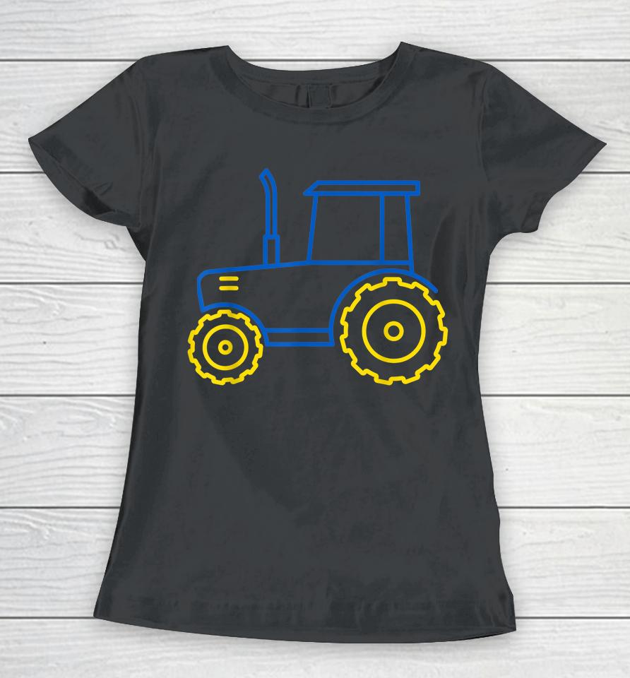 Funny Ukraine Tractor Ukrainian Flag Cool Ukraine Tractor Women T-Shirt