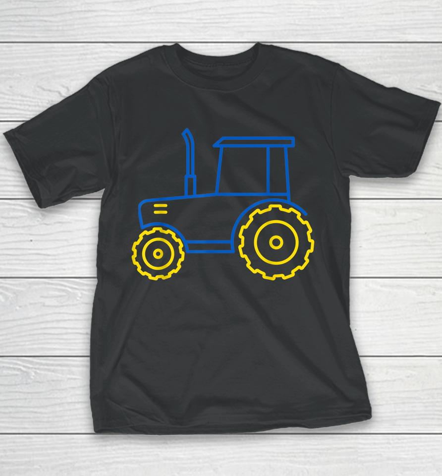 Funny Ukraine Tractor Ukrainian Flag Cool Ukraine Tractor Youth T-Shirt