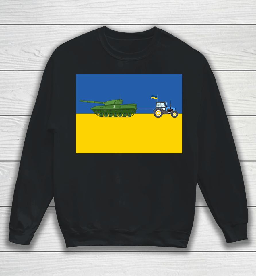 Funny Ukrainian Farmer Steals Tank Ukraine Flag Vintage 2022 Sweatshirt