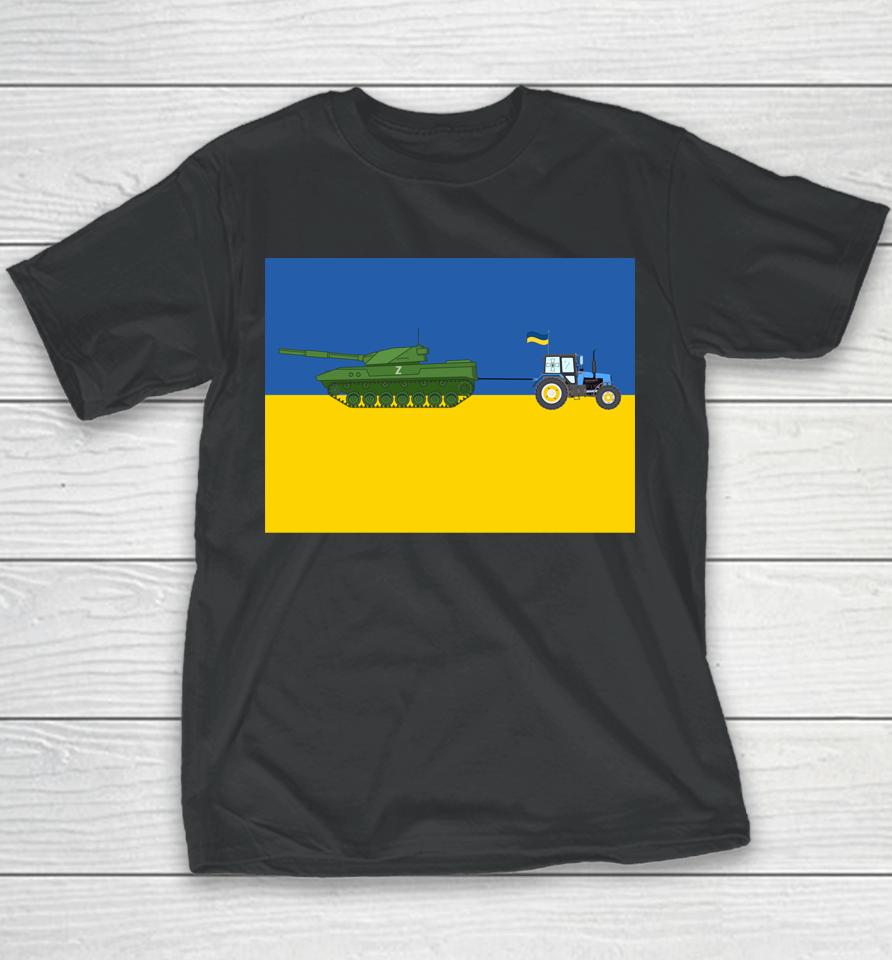 Funny Ukrainian Farmer Steals Tank Ukraine Flag Vintage 2022 Youth T-Shirt