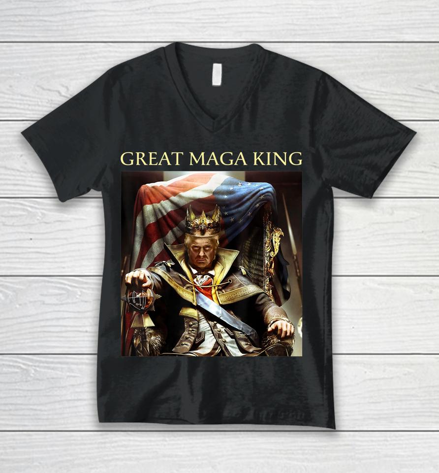 Funny Ultra Maga T Shirt Trump The Great Maga King Unisex V-Neck T-Shirt