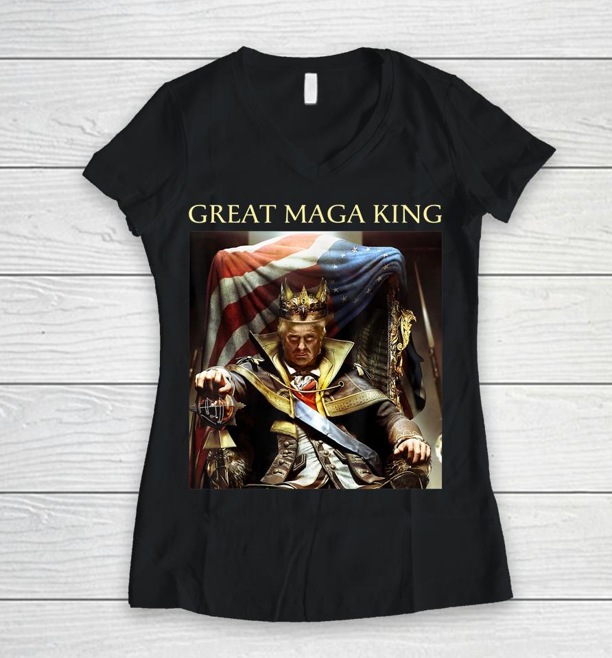 Funny Ultra Maga T Shirt Trump The Great Maga King Women V-Neck T-Shirt