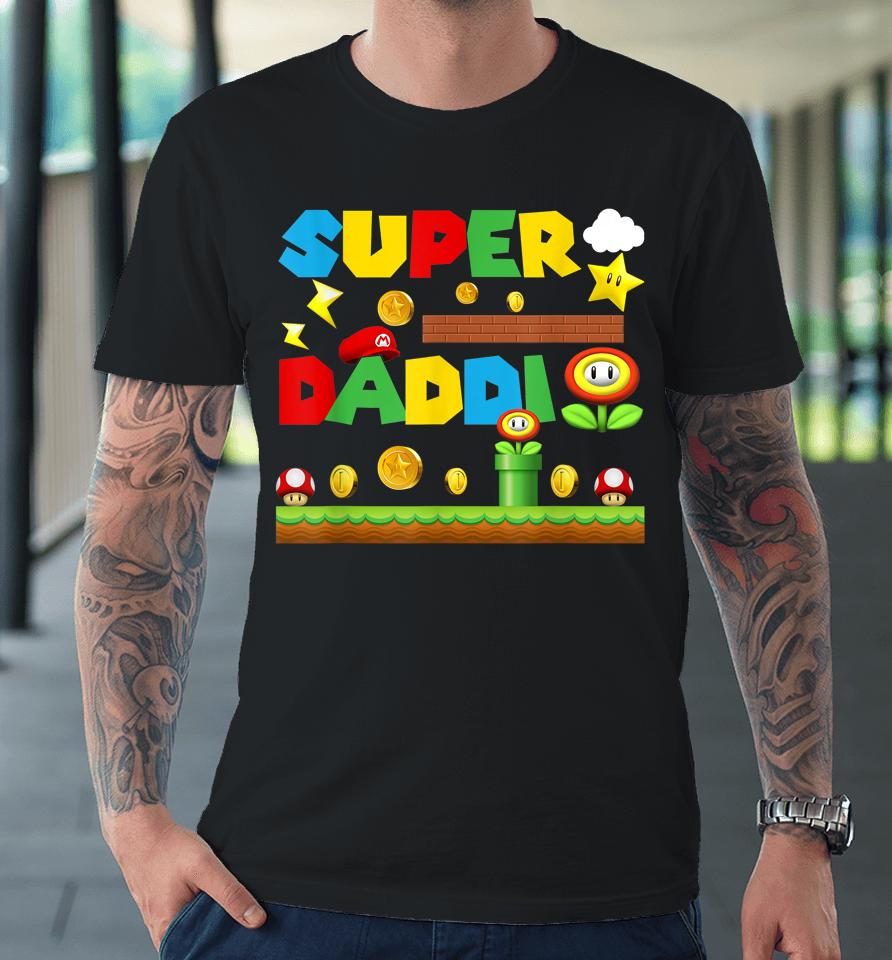 Funny Video Gaming Super Daddio Dad Happy Father's Day Premium T-Shirt
