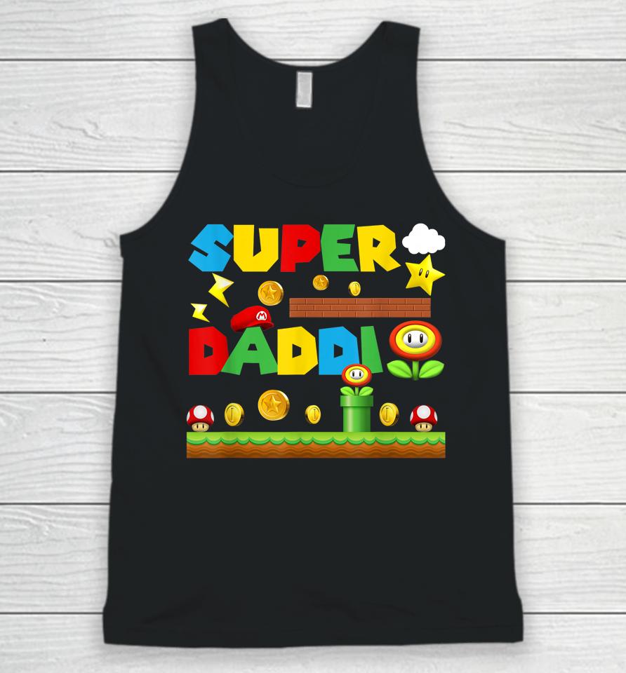Funny Video Gaming Super Daddio Dad Happy Father's Day Unisex Tank Top