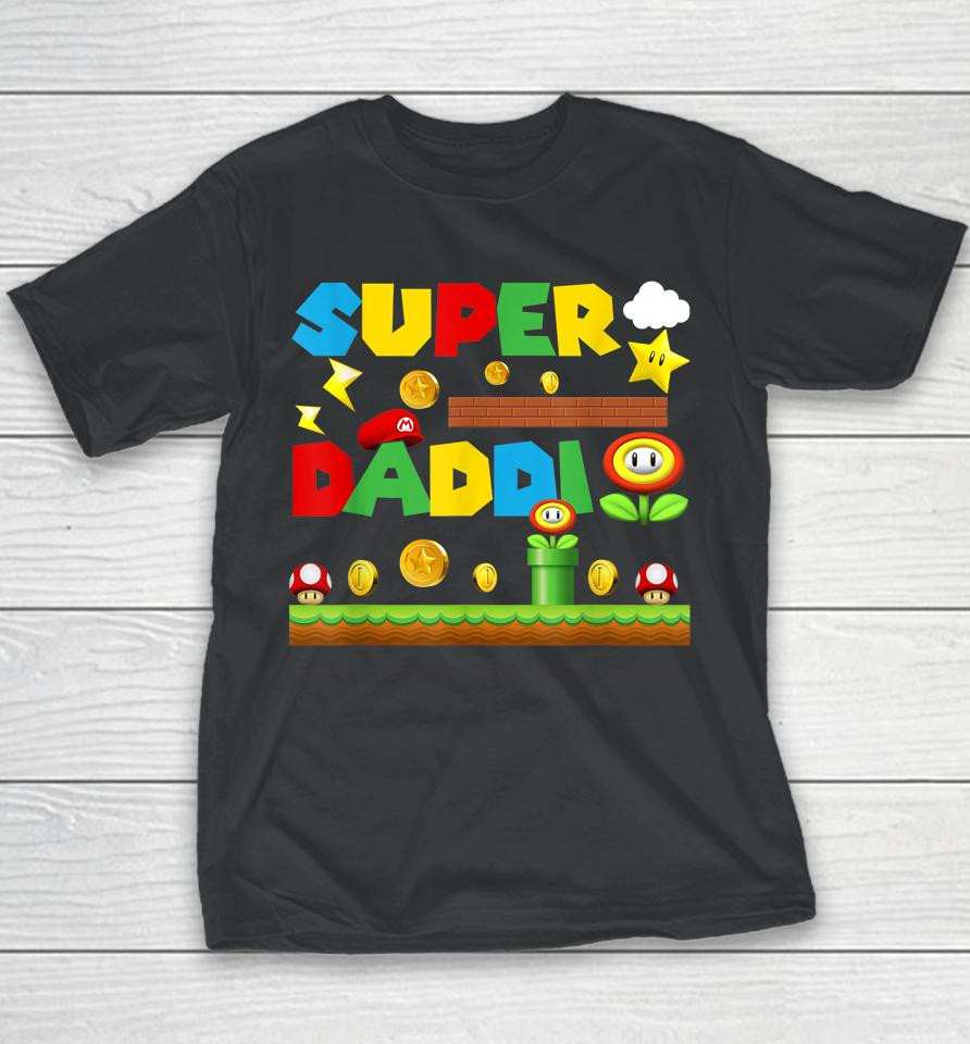 Funny Video Gaming Super Daddio Dad Happy Father's Day Youth T-Shirt