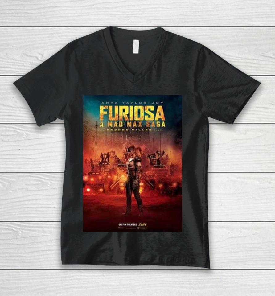 Furiosa A Mad Max Saga A George Miller Film Only In Theaters 2024 Unisex V-Neck T-Shirt