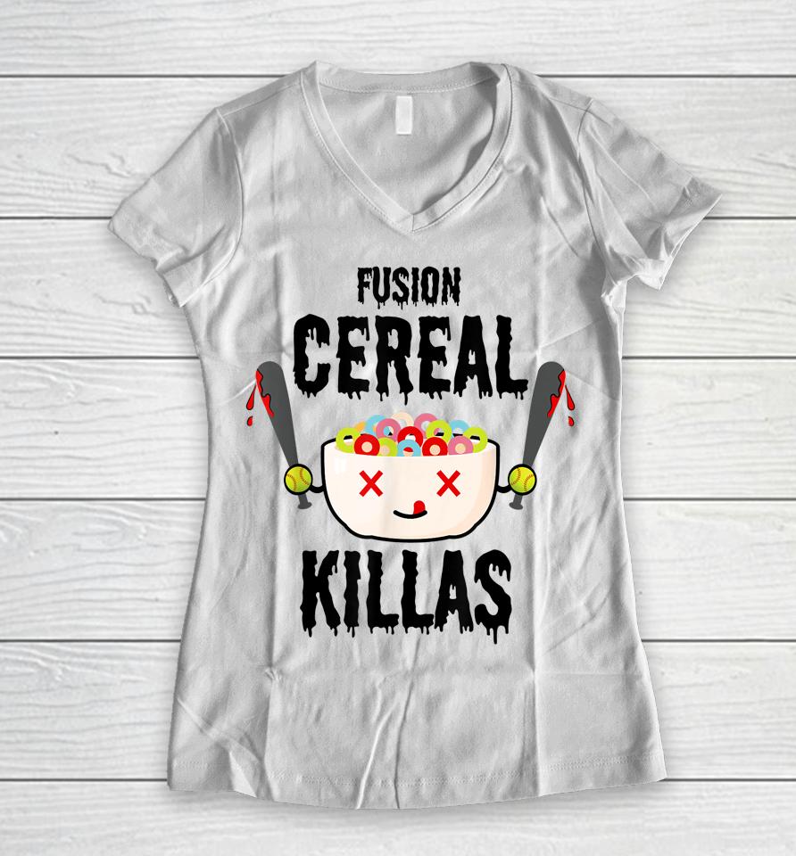 Fusion Softball Cereal Women V-Neck T-Shirt