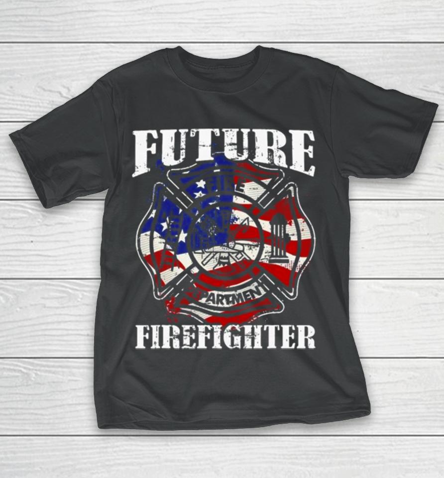 Future Firefighter Usa Flag Theme For Birthday T-Shirt