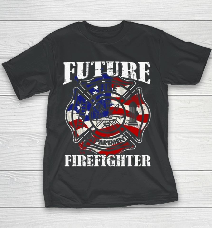 Future Firefighter Usa Flag Theme For Birthday Youth T-Shirt