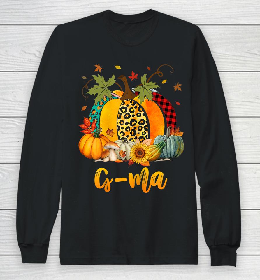 G-Ma Pumpkin Leopard Plaid Thanksgiving Family Matching Long Sleeve T-Shirt