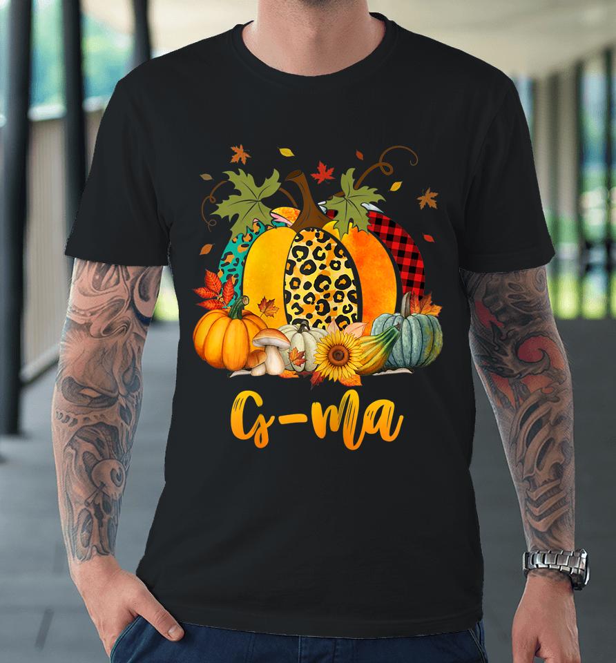 G-Ma Pumpkin Leopard Plaid Thanksgiving Family Matching Premium T-Shirt