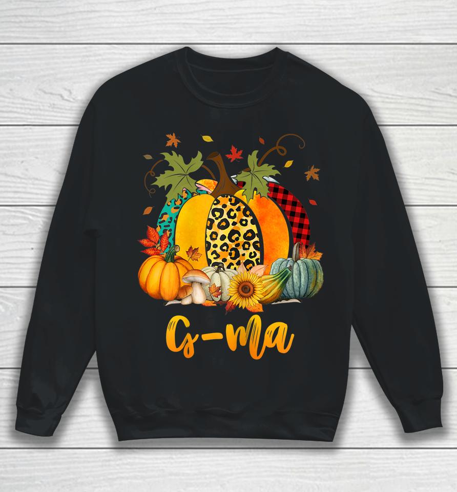 G-Ma Pumpkin Leopard Plaid Thanksgiving Family Matching Sweatshirt