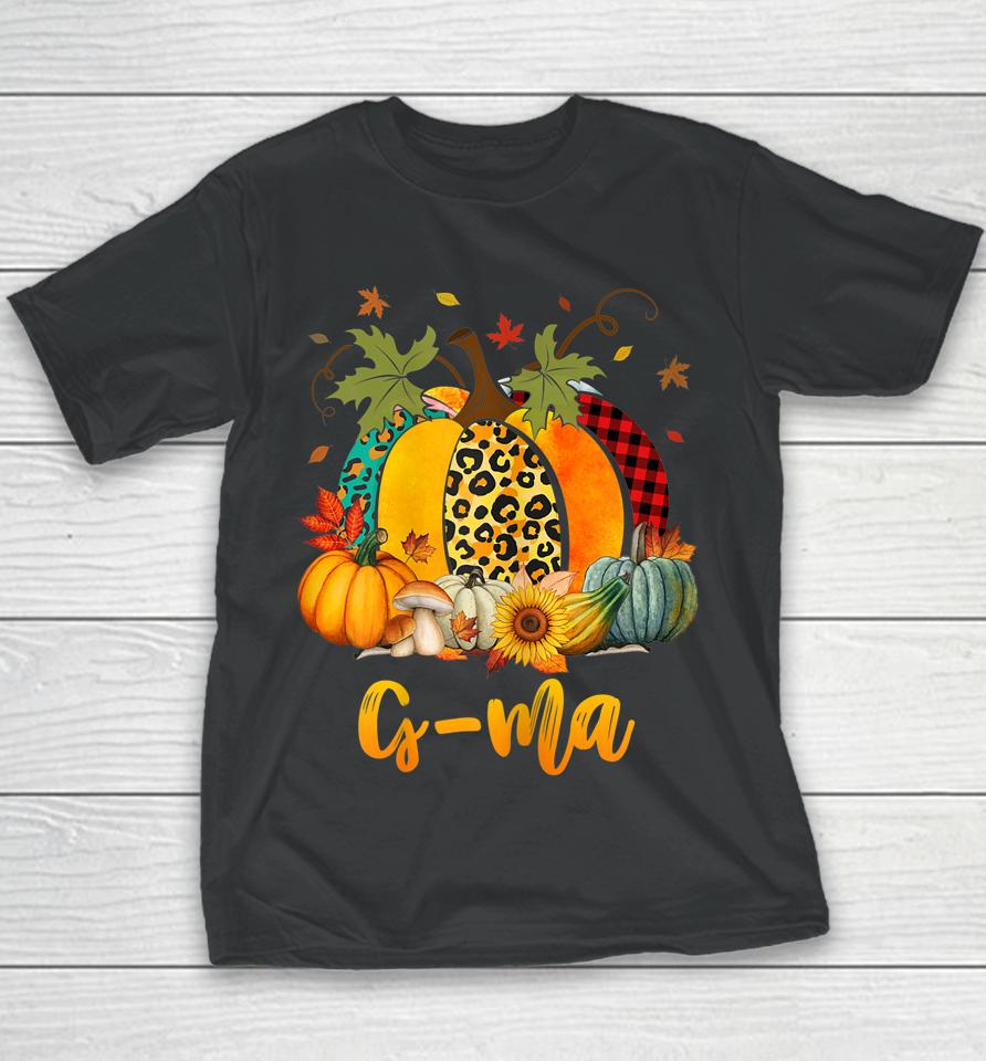G-Ma Pumpkin Leopard Plaid Thanksgiving Family Matching Youth T-Shirt