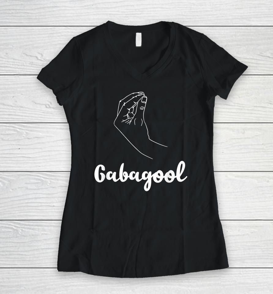 Gabagool Italian American Meat With Hand Sign Funny Women V-Neck T-Shirt