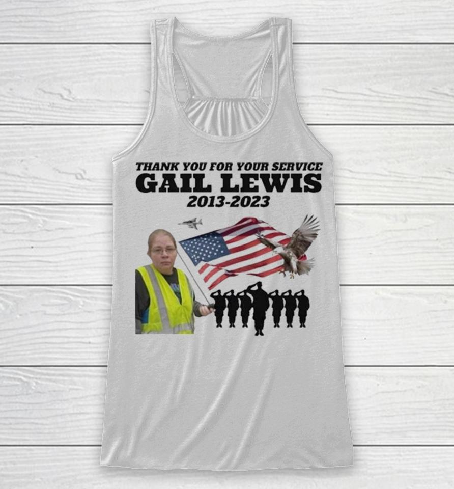 Gail Lewis Thank You For Your Service 2013 2023 American Flag Racerback Tank