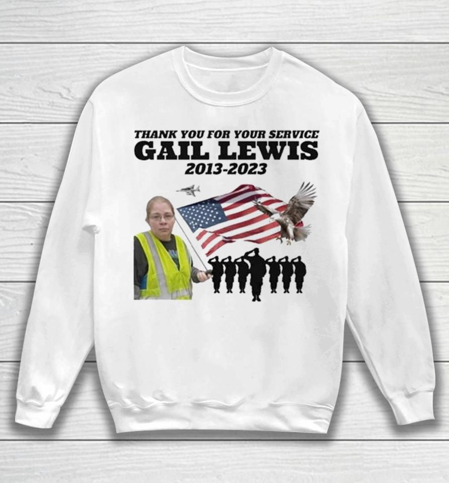 Gail Lewis Thank You For Your Service 2013 2023 American Flag Sweatshirt