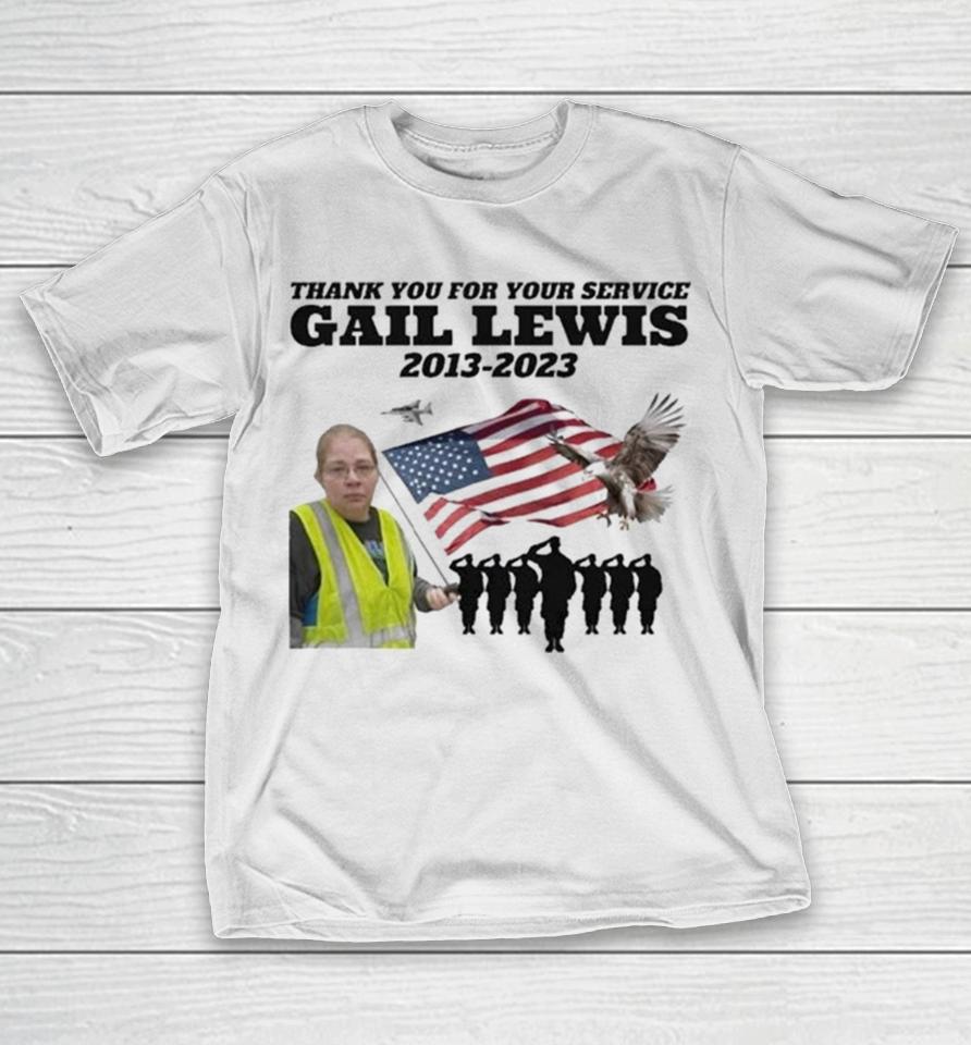 Gail Lewis Thank You For Your Service 2013 2023 American Flag T-Shirt