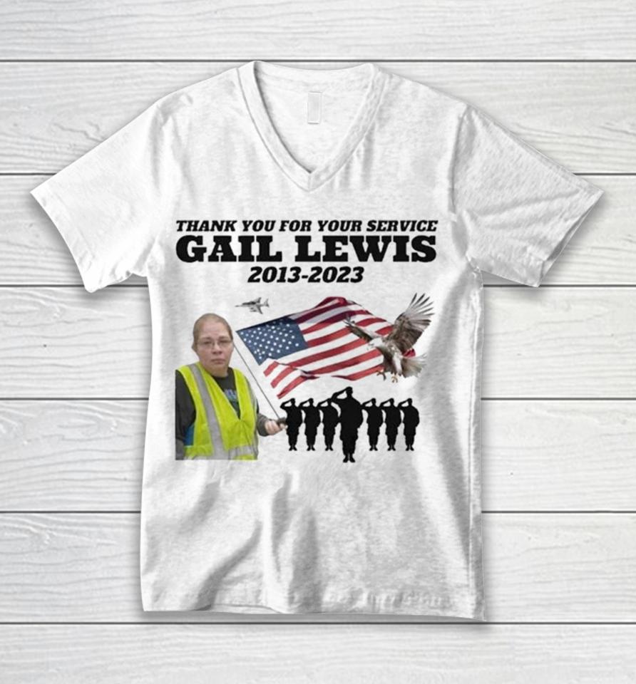 Gail Lewis Thank You For Your Service 2013 2023 American Flag Unisex V-Neck T-Shirt