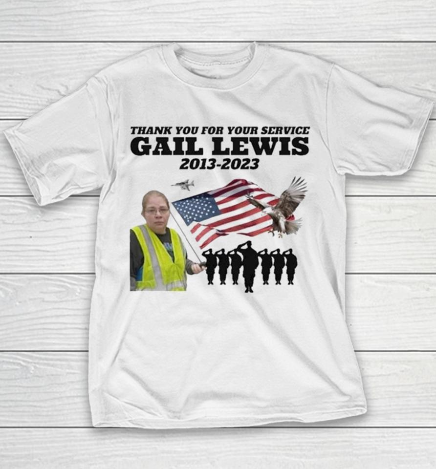 Gail Lewis Thank You For Your Service 2013 2023 American Flag Youth T-Shirt