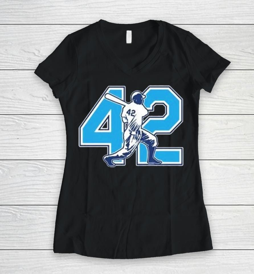 Game Day 2024 Jackie Robinson Oakland Baseball New Women V-Neck T-Shirt