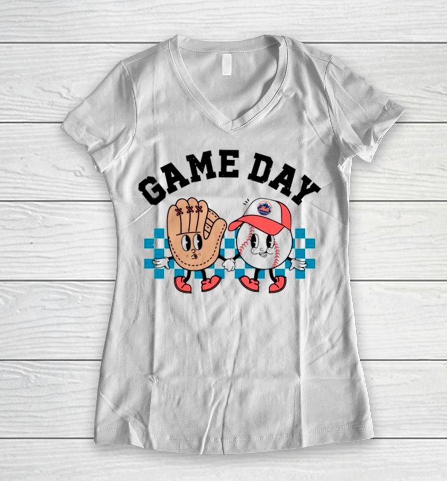 Game Day New York Mets Baseball Women V-Neck T-Shirt