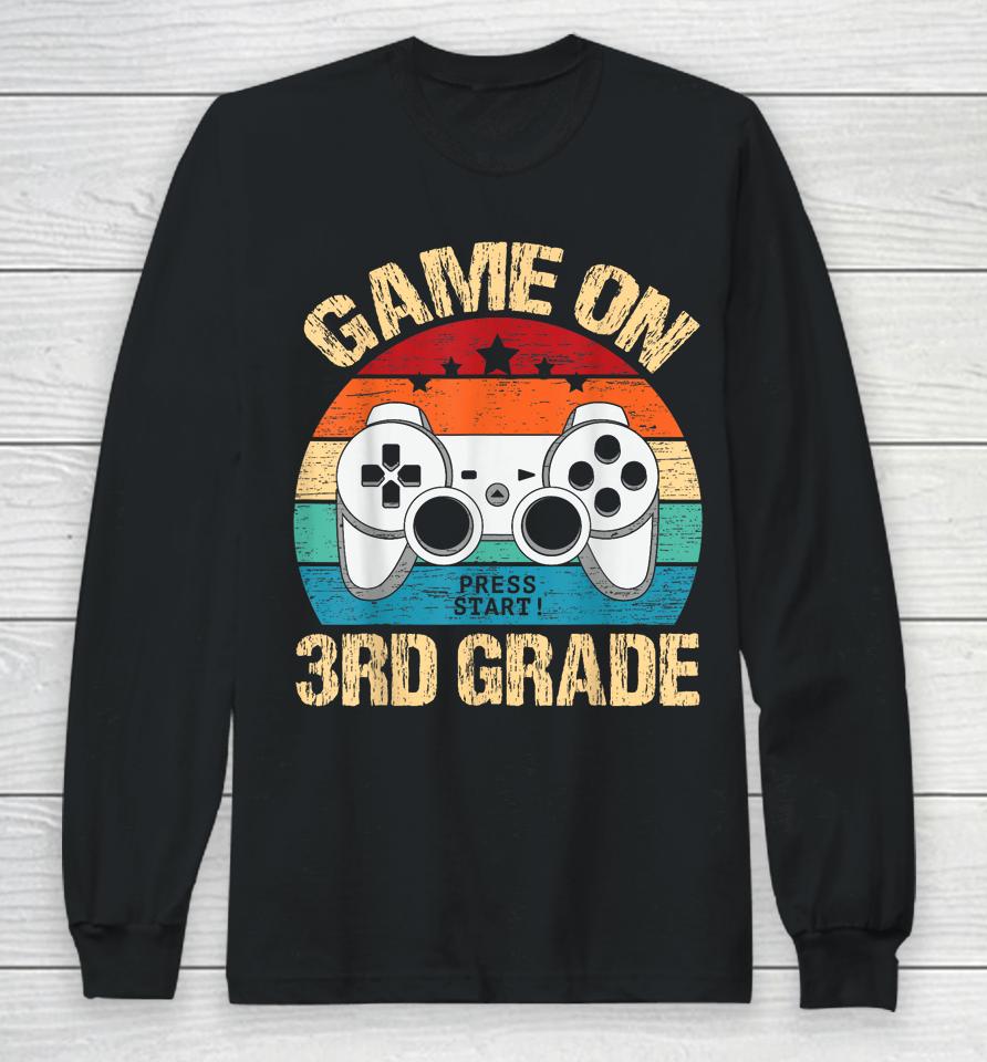 Game On 3Rd Grade Back To School 3Rd Grade Level Unlocked Long Sleeve T-Shirt