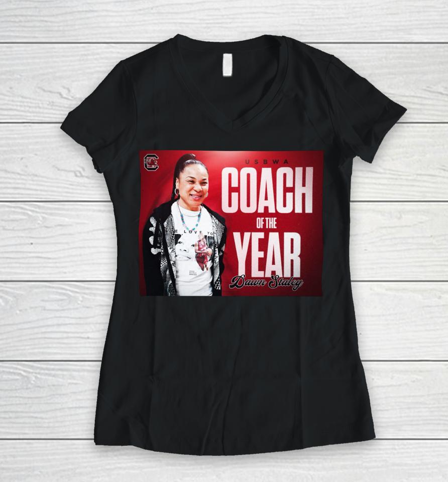 Gamecockwbb Coach Of The Year Dawn Staley Women V-Neck T-Shirt