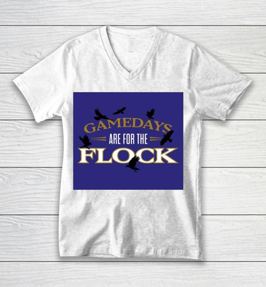Gamedays Are For The Flock Baltimore Football Night Crow Unisex V-Neck T-Shirt
