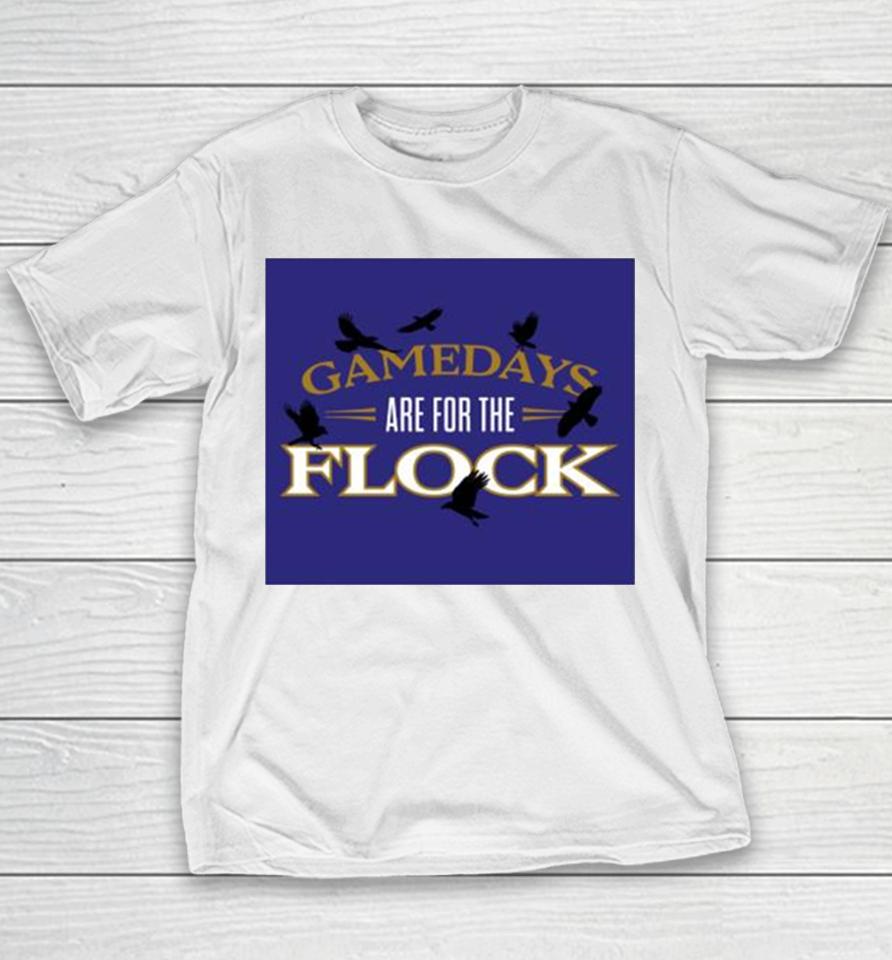 Gamedays Are For The Flock Baltimore Football Night Crow Youth T-Shirt