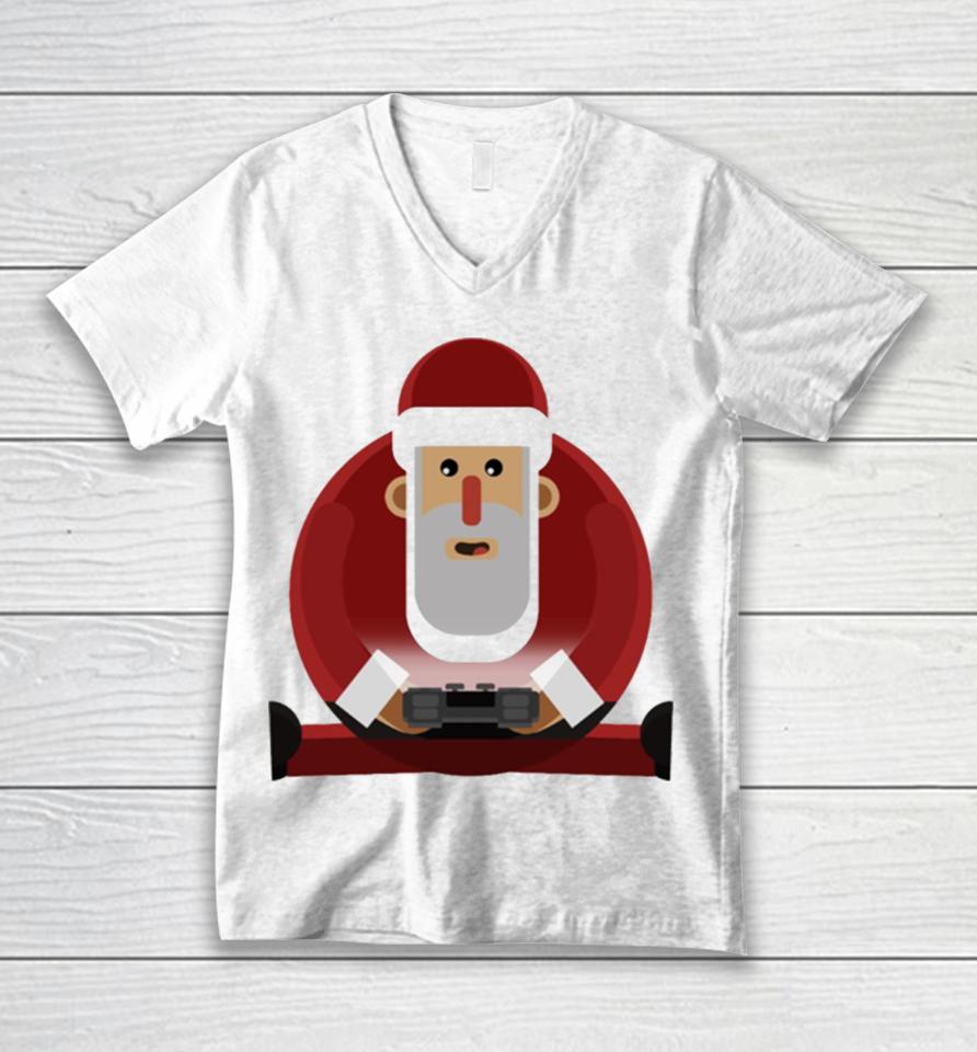 Gamer Funny Christmas Santa Gaming Video Game Novelty Unisex V-Neck T-Shirt